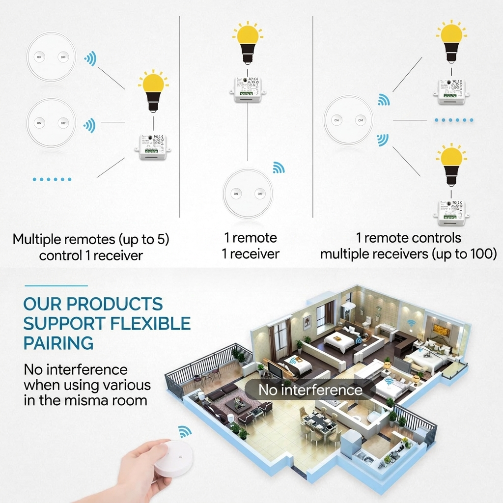 LoraTap Wireless Light Switch Kit, RF 868MHz Remote Control Relay Switch with Magnetic Holder (Up to 200m Range) 6