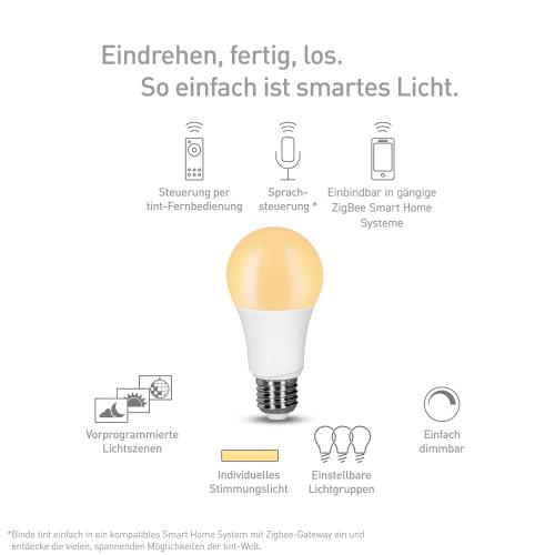 Tint by Müller-Licht Smart LED Bulb, E27, Dimmable Warm White, Zigbee Compatible