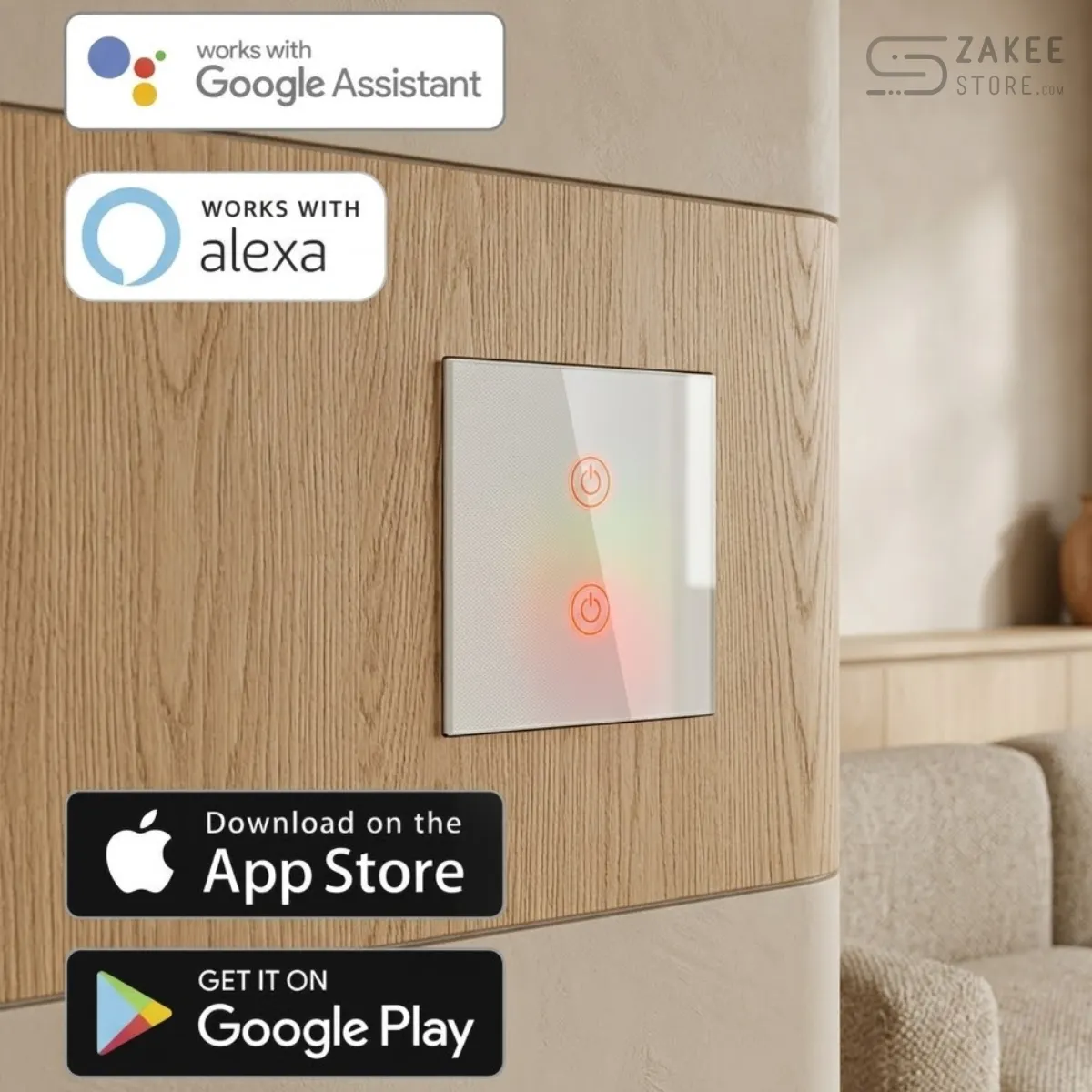 Hama WiFi Wall Switch/WiFi Touch Light Switch, 00176551 [Energy Class A]
