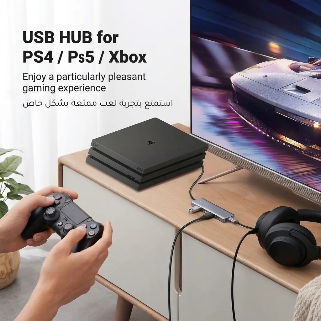 UGREEN 4-Port USB 3.0 Data Hub with USB-C Power Port (15cm) 50985 7