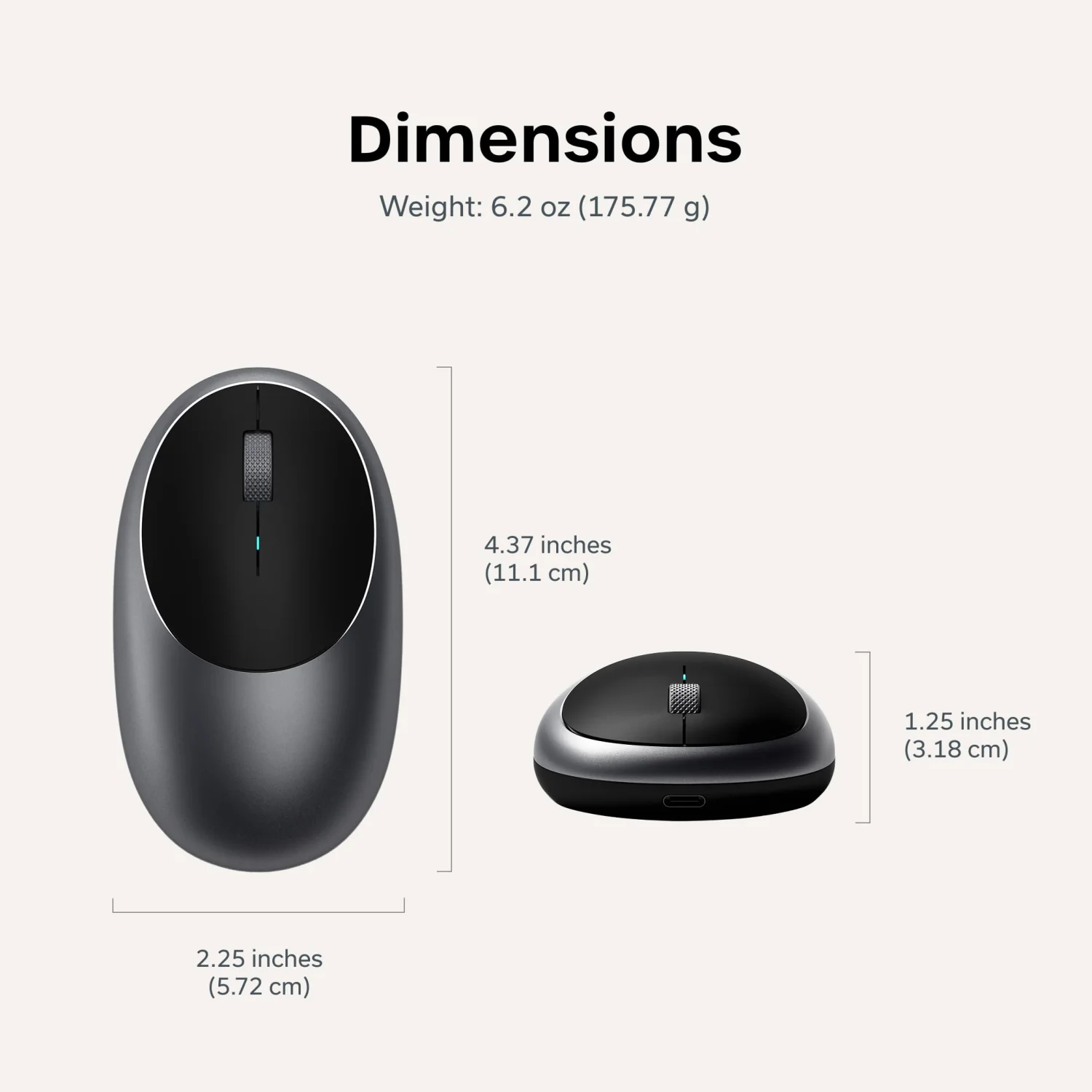 Satechi M1 Wireless Bluetooth Mouse - Space Gray, USB-C Rechargeable 7