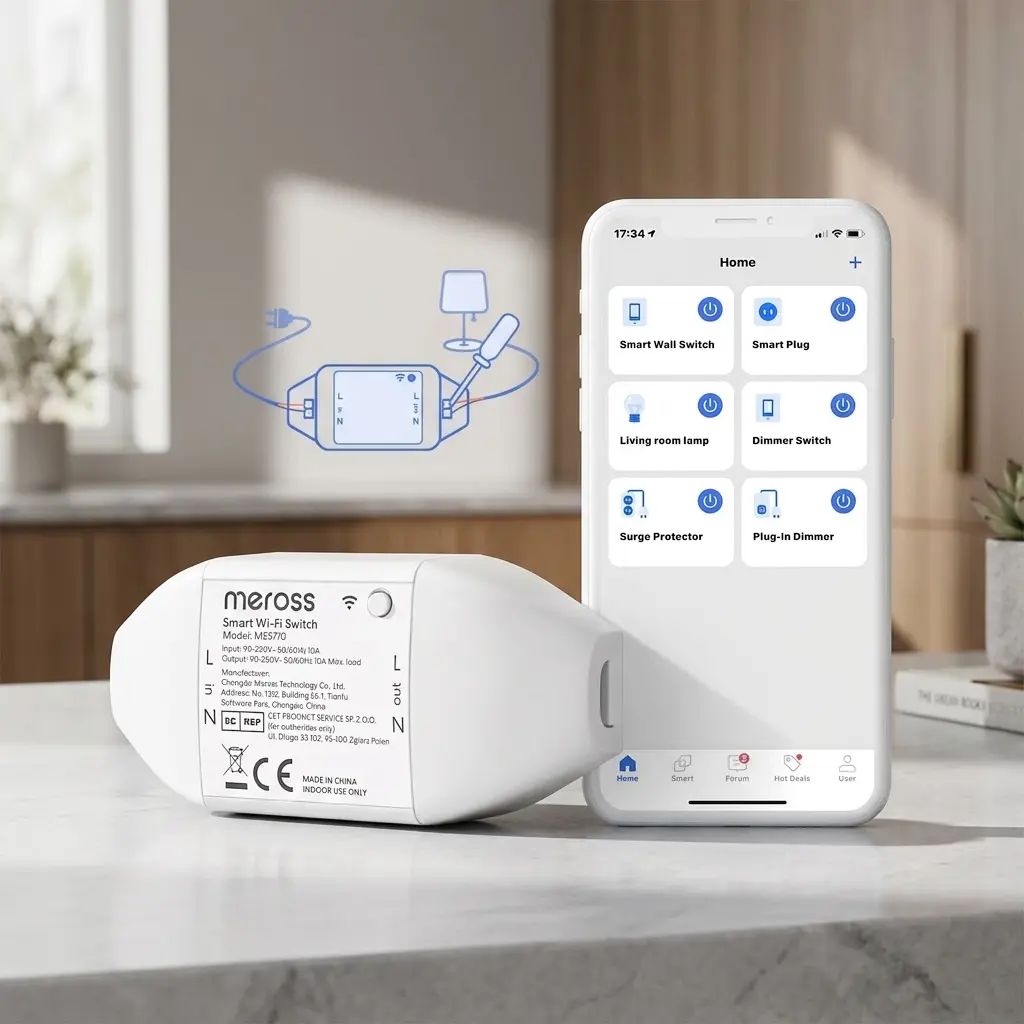 Meross Smart WiFi Universal Wireless Switch DIY Remote Control for Household Appliances