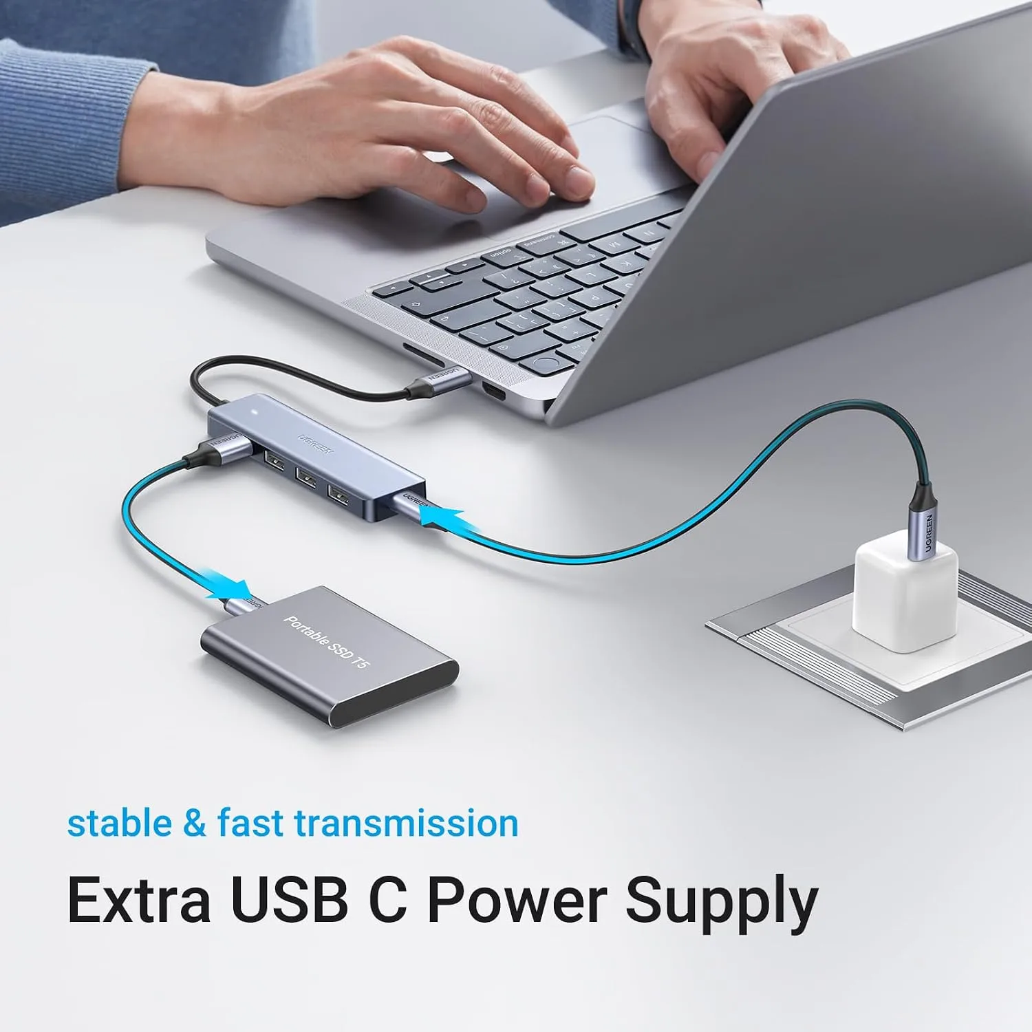 UGREEN USB-C to 4-Port USB 3.0 Hub with Power Delivery - Aluminum 70336 4