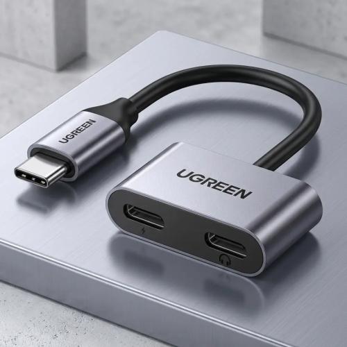 UGREEN 2-in-1 USB-C to Dual USB-C Adapter with 60W PD Fast Charging - Grey 60165