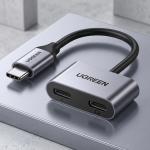  UGREEN 2-in-1 USB-C to Dual USB-C Adapter with 60W PD Fast Charging - Grey 60165