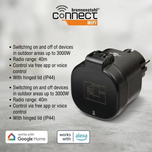 Brennenstuhl Connect WA 3000 Smart Outdoor Wi-Fi Socket - IP44 Waterproof
