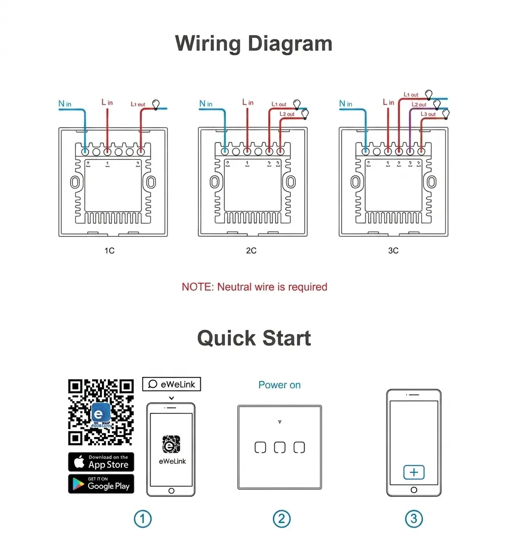 SONOFF T2UK1C-TX 1-Gang Smart WiFi Touch Wall Switch - White 5