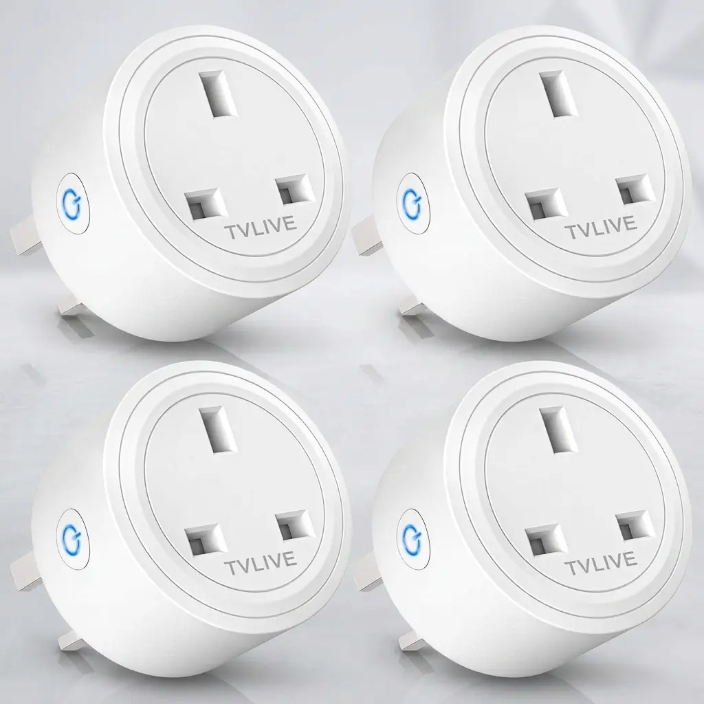 TVLIVE Smart WiFi Plug 4-Pack with Energy Monitoring & Voice Control (Type G)