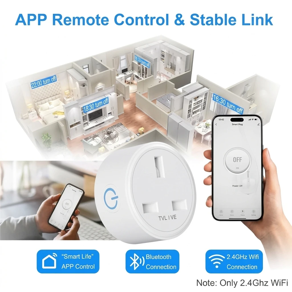 TVLIVE Smart WiFi Plug 4-Pack with Energy Monitoring & Voice Control (Type G) 3