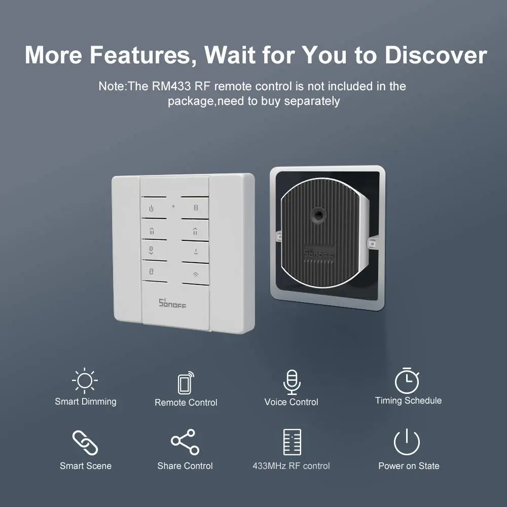 SONOFF D1 WiFi Smart Dimmer Switch - 433MHz RF & App Control 2