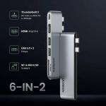 UGREEN 6-in-2 USB-C Hub Adapter for MacBook Pro & Air with 4K HDMI, Thunderbolt 3, and SD/TF Card Reader 80856