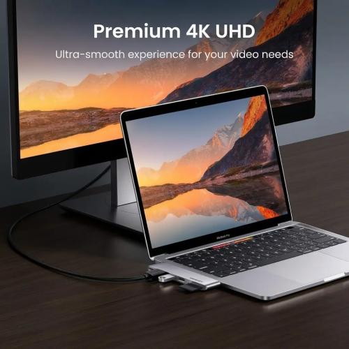 UGREEN 6-in-2 USB-C Hub Adapter for MacBook Pro & Air with 4K HDMI, Thunderbolt 3, and SD/TF Card Reader 80856