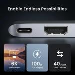 UGREEN 6-in-2 USB-C Hub Adapter for MacBook Pro & Air with 4K HDMI, Thunderbolt 3, and SD/TF Card Reader 80856