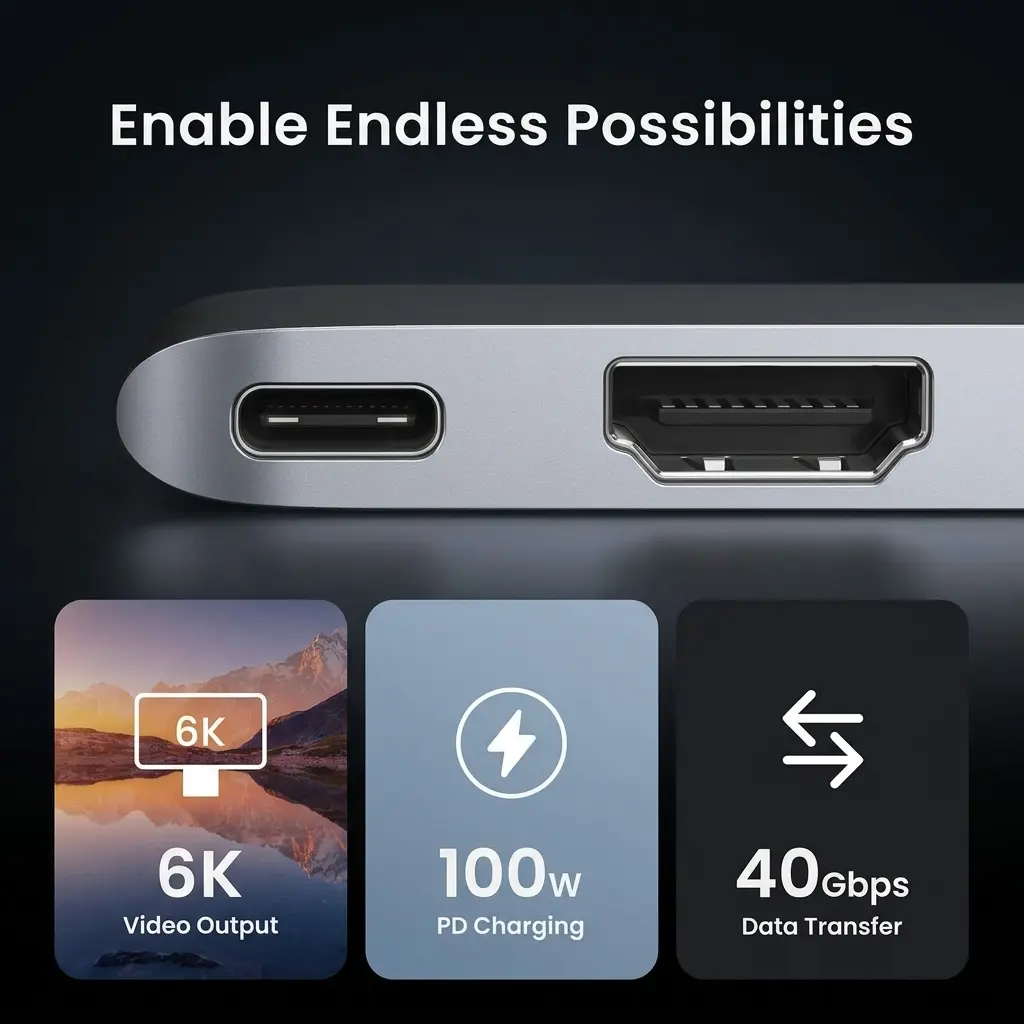 UGREEN 6-in-2 USB-C Hub Adapter for MacBook Pro & Air with 4K HDMI, Thunderbolt 3, and SD/TF Card Reader 80856 4