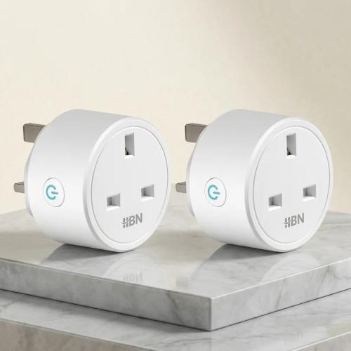 HBN Smart WiFi Plug Socket - 13A Power Outlet with Timer, Alexa & Google Home Compatible (2 Pack)