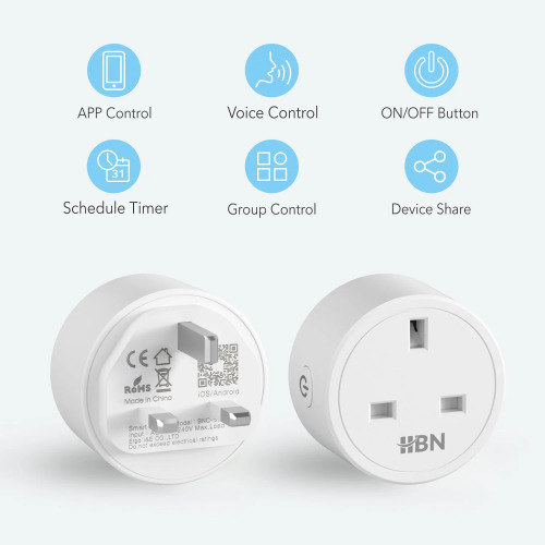 HBN Smart WiFi Plug Socket - 13A Energy Monitoring Timer with Alexa & Google Home Compatibility