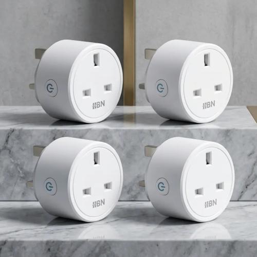 HBN Smart WiFi Plug Socket - 13A Energy Monitoring Timer, 4-Pack