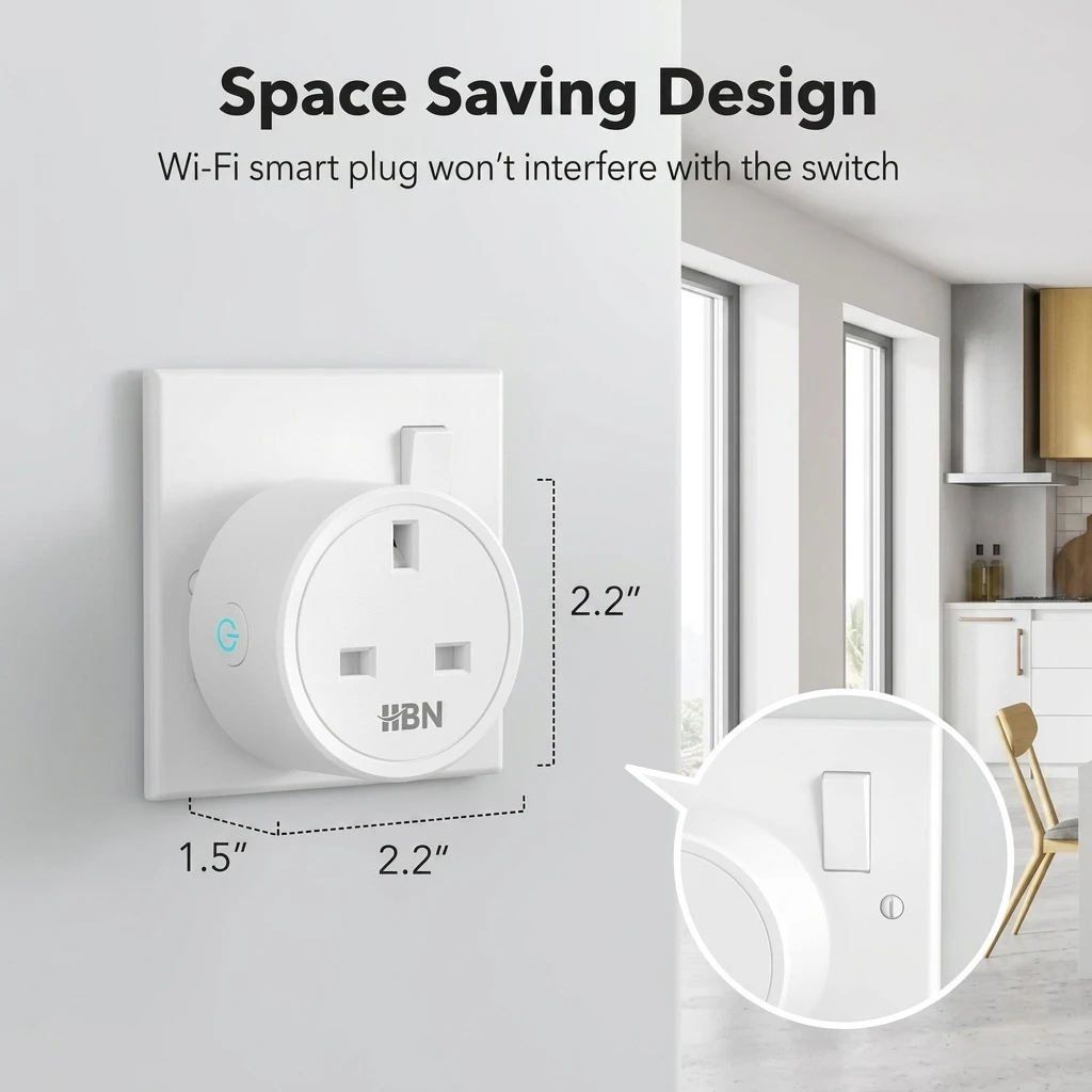 HBN Smart WiFi Plug Socket - 13A Energy Monitoring Timer, 4-Pack 5