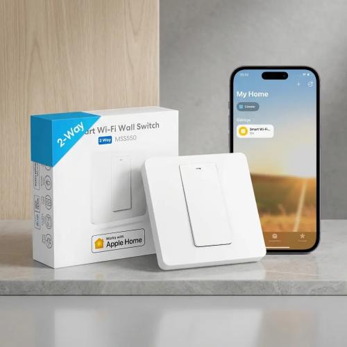 Meross Smart Wi-Fi Wall Switch, 2-Way, Voice & Remote Control, Apple HomeKit/Alexa/Google Home Compatible