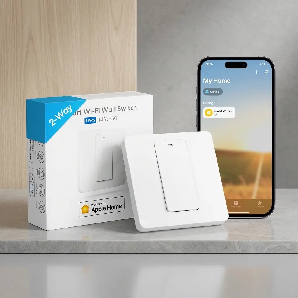 Meross Smart Wi-Fi Wall Switch, 2-Way, Voice & Remote Control, Apple HomeKit/Alexa/Google Home Compatible