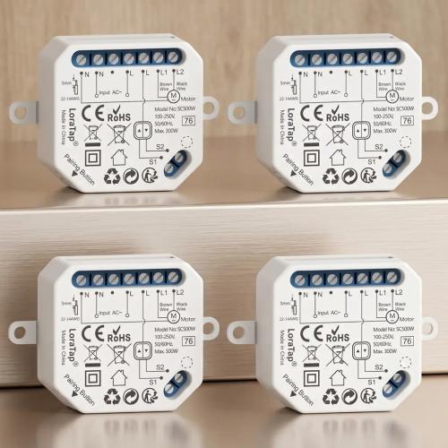 LoraTap 4-Pack Smart WiFi Roller Shutter & Curtain Switch Module