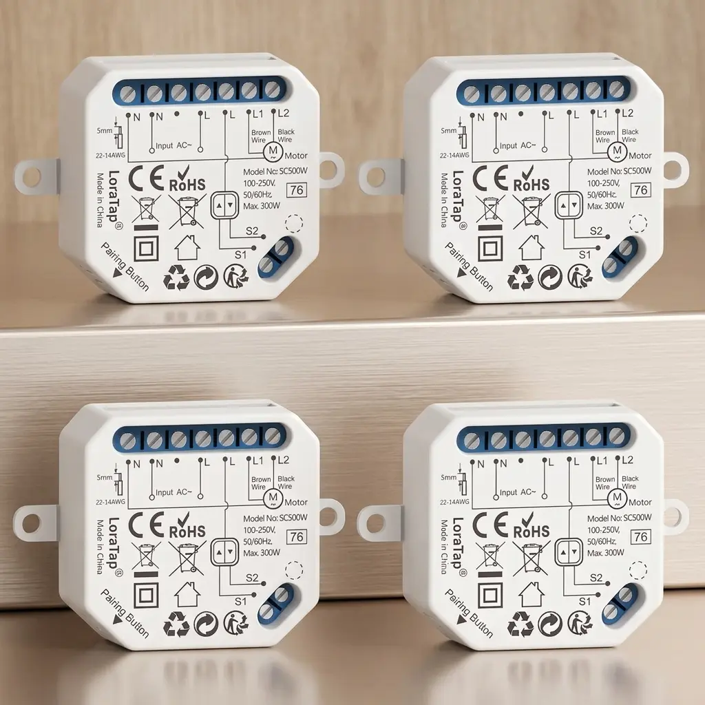 LoraTap 4-Pack Smart WiFi Roller Shutter & Curtain Switch Module