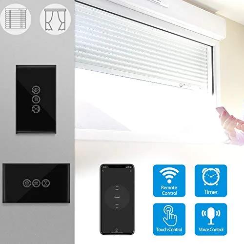 LoraTap WiFi Smart Touch Curtain Switch for Roller Blinds & Shutters - Black