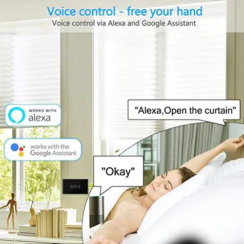 LoraTap WiFi Smart Touch Curtain Switch for Roller Blinds & Shutters - Black