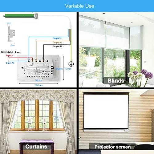 LoraTap WiFi Smart Touch Curtain Switch for Roller Blinds & Shutters - Black