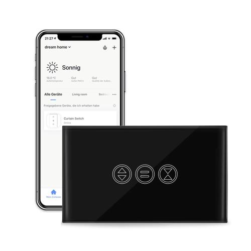 LoraTap WiFi Smart Touch Curtain Switch for Roller Blinds & Shutters - Black