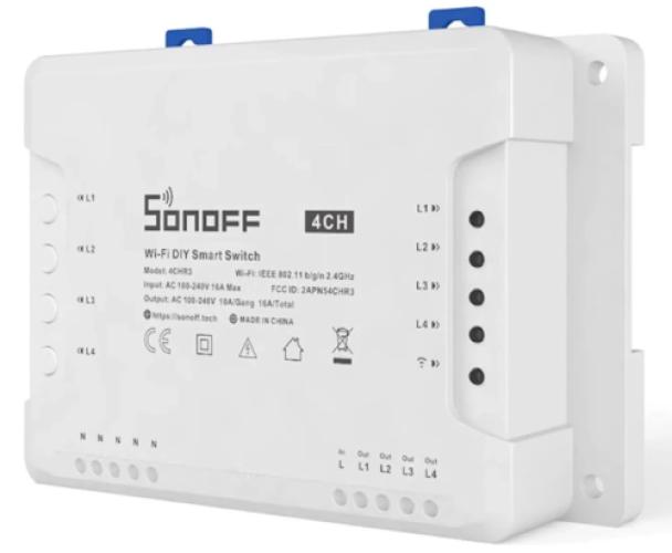 Sonoff 4CHR3 4-Gang Wi-Fi Smart Switch with DIN Rail Mount