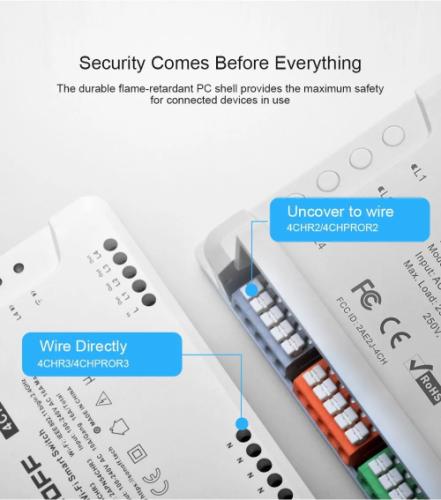 Sonoff 4CHR3 4-Gang Wi-Fi Smart Switch with DIN Rail Mount