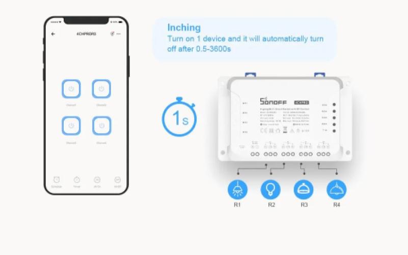 Sonoff 4CHR3 4-Gang Wi-Fi Smart Switch with DIN Rail Mount