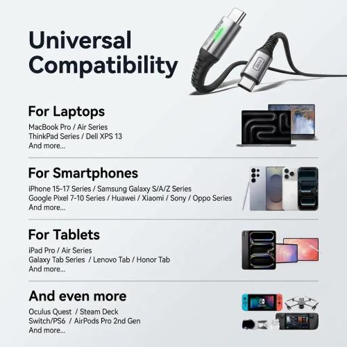 INIU 100W 2 Meter Fast Charging Short USB-C to USB-C Cable (2-Pack, 2m)