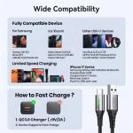 INIU USB-C Fast Charger Cable 3-Pack (0.5m + 2m + 2m) USB-A to Type-C Braided Cord
