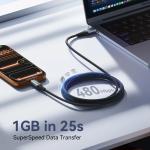 INIU USB-C Fast Charger Cable 3-Pack (0.5m + 2m + 2m) USB-A to Type-C Braided Cord