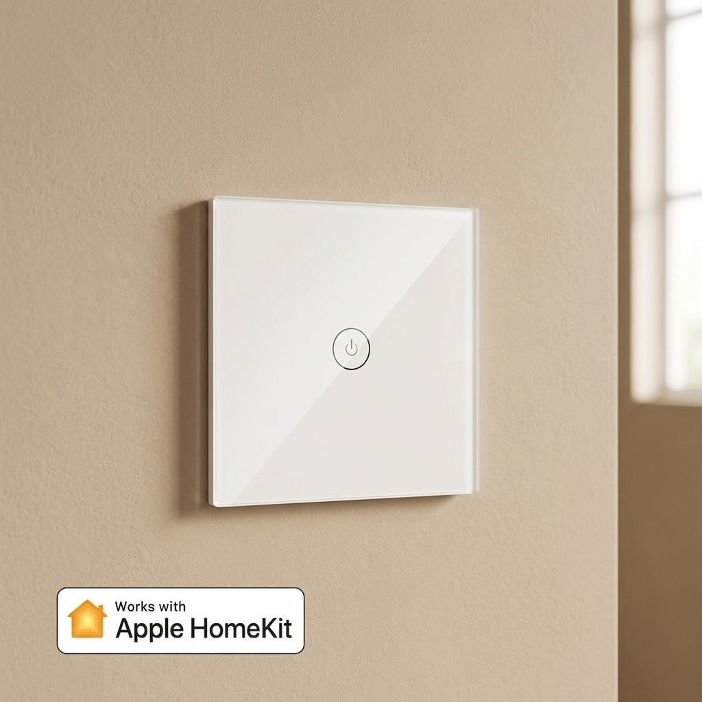Meross Smart Wi-Fi Touch Light Switch, 1-Way Single Pole, Apple HomeKit & Alexa Compatible, White