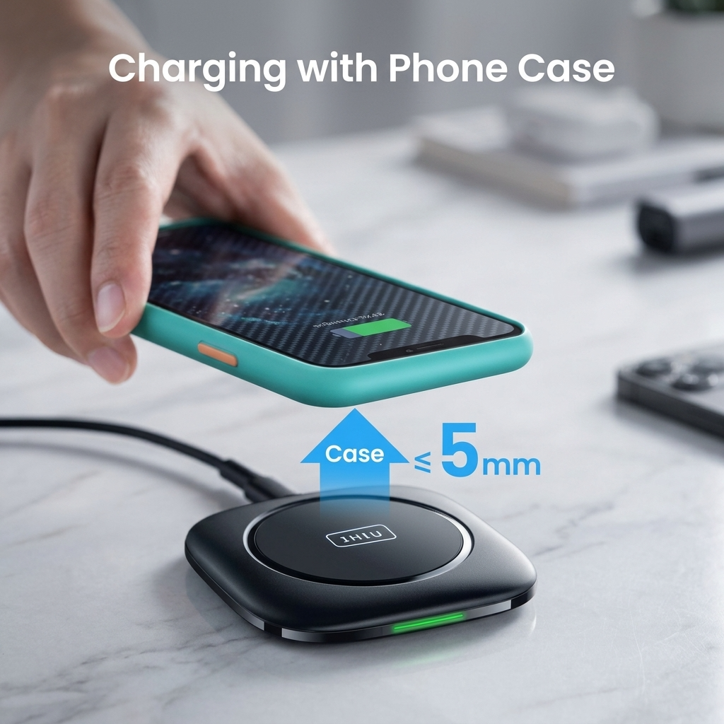 INIU 15W Qi-Certified Fast Wireless Charging Pad with Auto-Adaptive LED 4