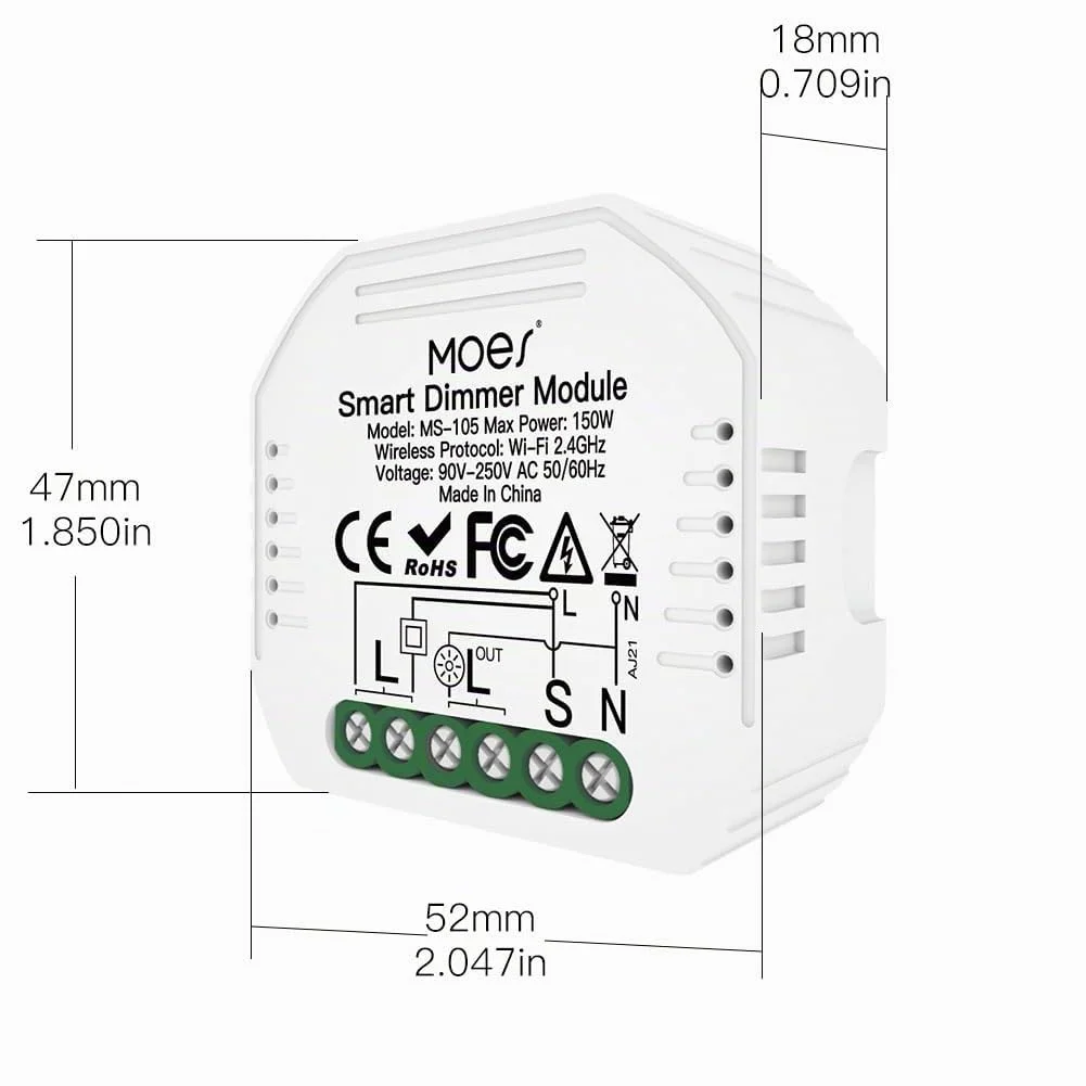MOES Tuya WiFi Smart LED Dimmer Switch Module 1 Gang 3
