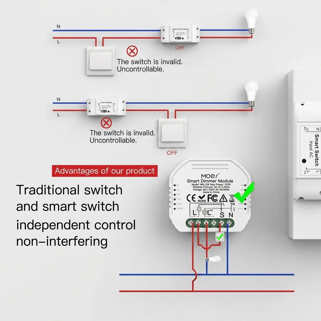 MOES Tuya WiFi Smart LED Dimmer Switch Module 1 Gang 5
