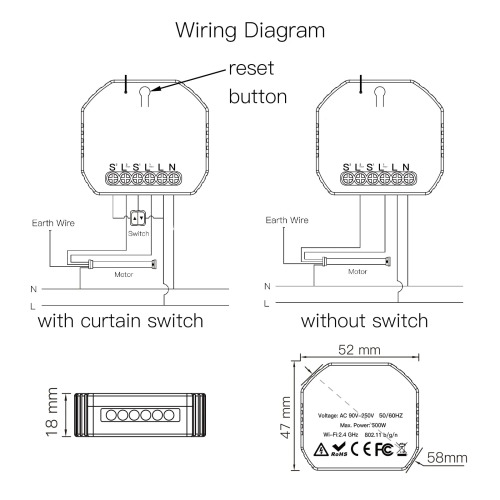 MOES WiFi Mini DIY Smart Curtain Switch Module for Electric Motorised Roller Blinds and Shutters