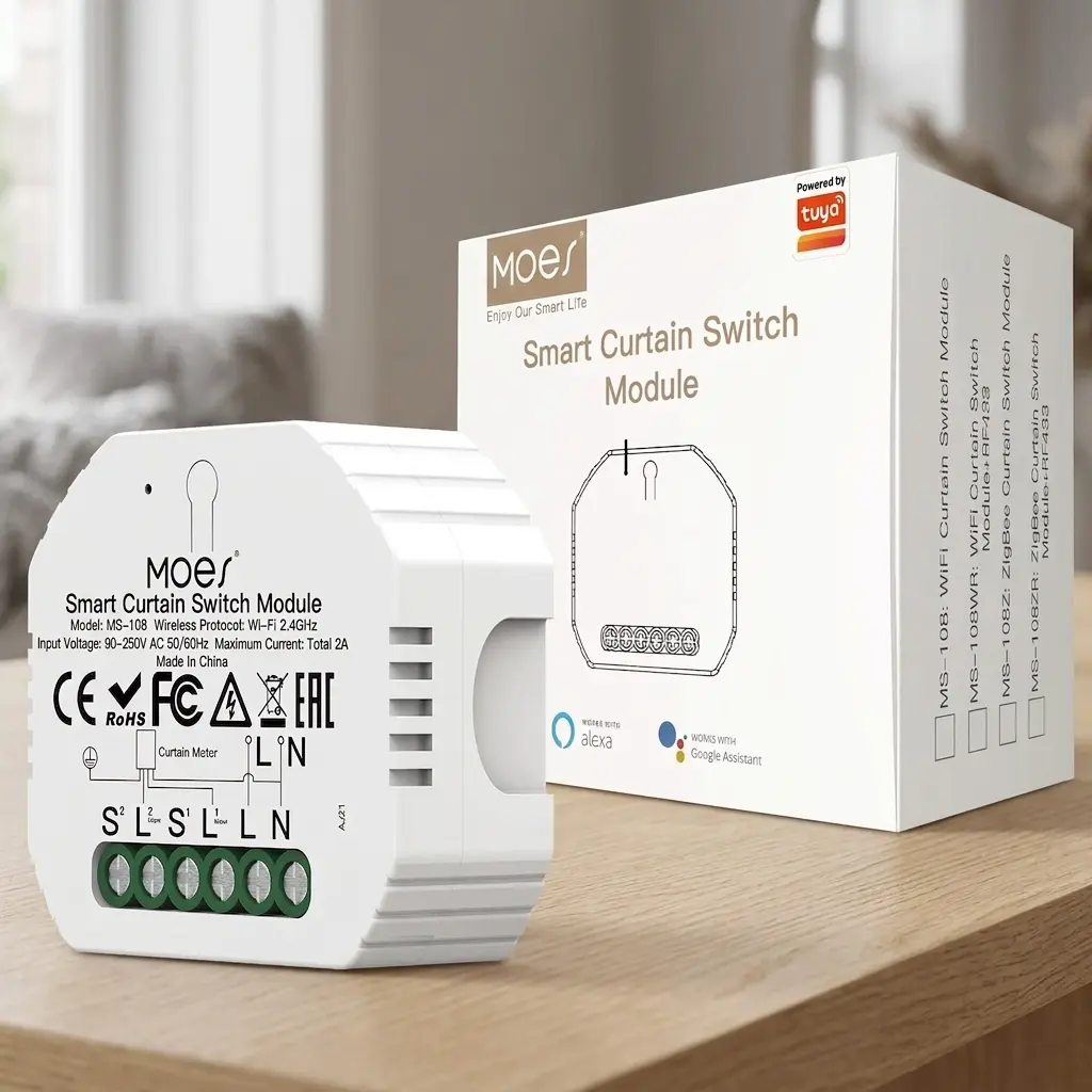 MOES WiFi Mini DIY Smart Curtain Switch Module for Electric Motorised Roller Blinds and Shutters