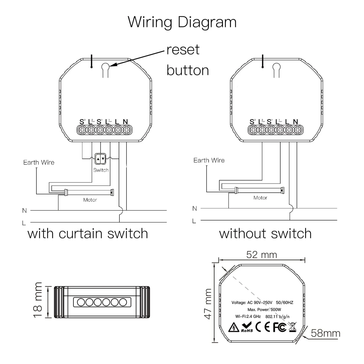 MOES WiFi Mini DIY Smart Curtain Switch Module for Electric Motorised Roller Blinds and Shutters 4