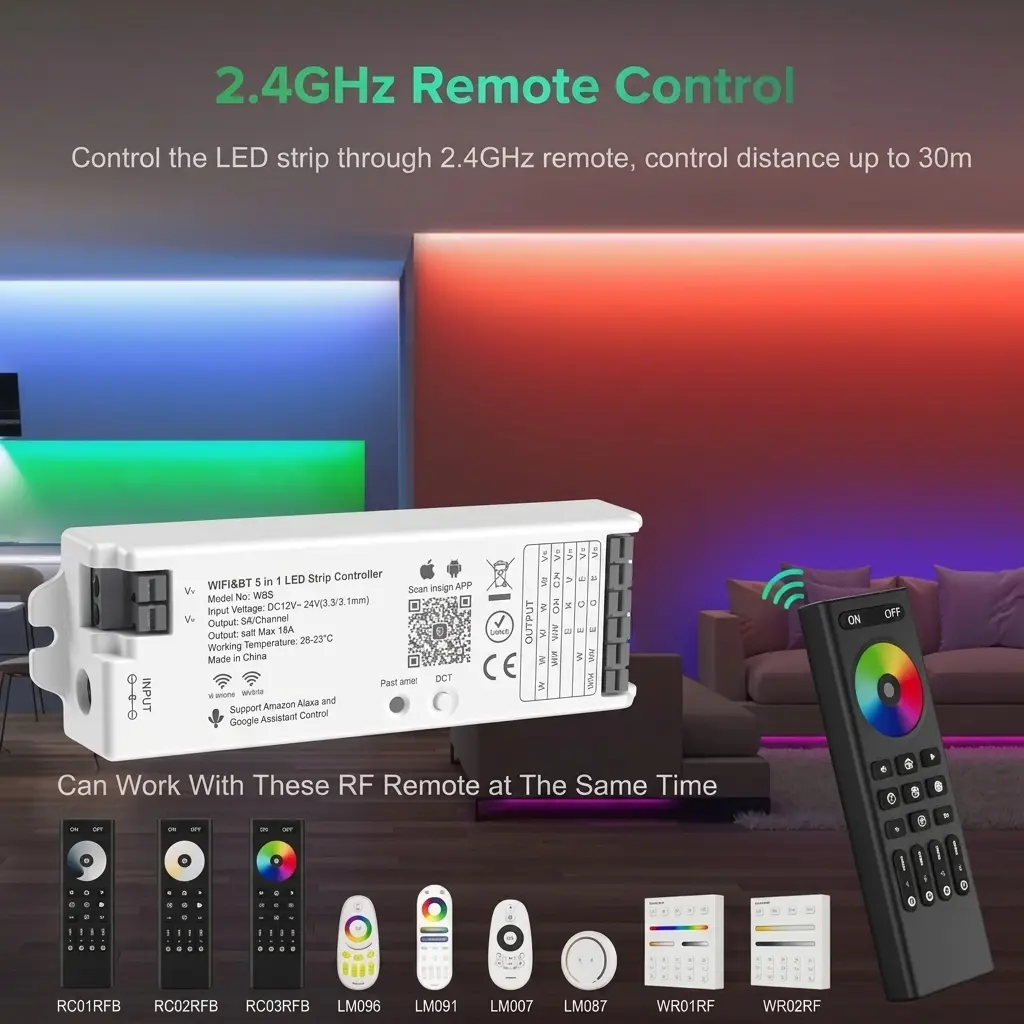 BTF-LIGHTING WB5 5-in-1 Smart WiFi LED Controller for RGB/CCT/Dimming Strips 4