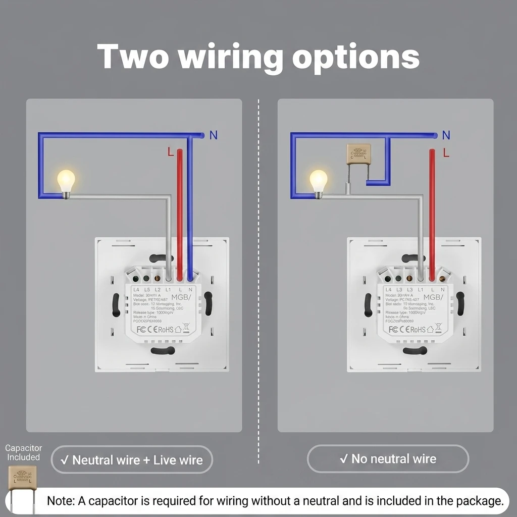 MOES 1-Gang WiFi Smart Touch Wall Switch - No Neutral Required 6