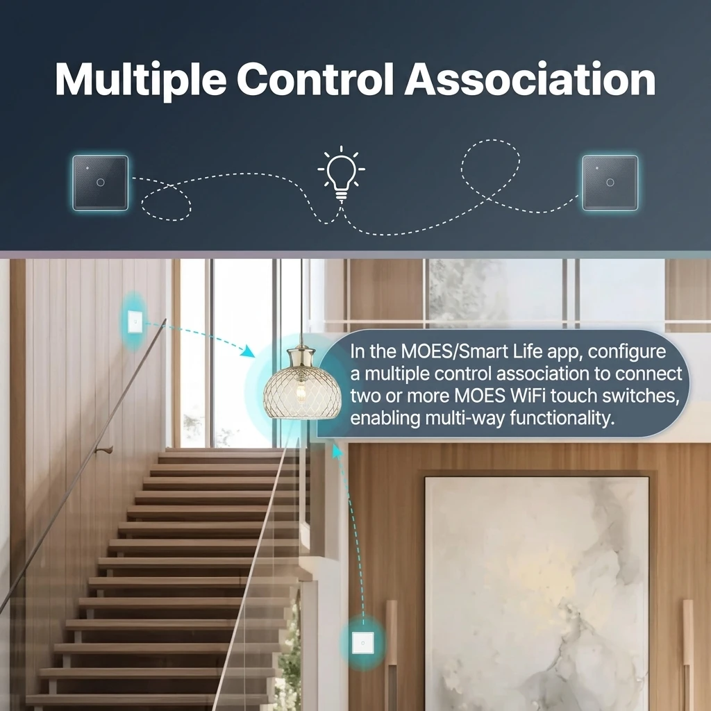 MOES 1-Gang WiFi Smart Touch Wall Switch - No Neutral Required 7