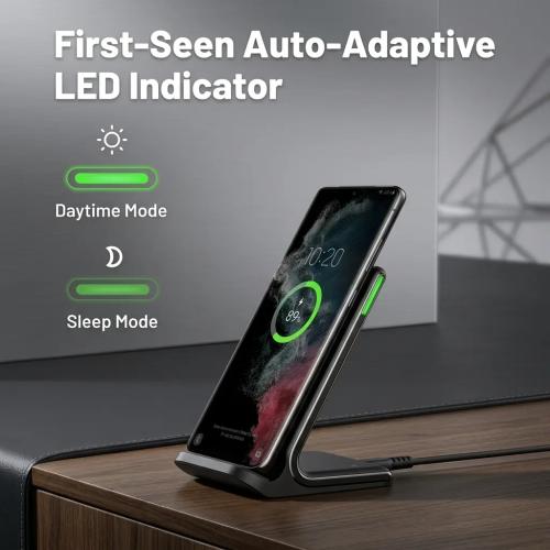 INIU 15W Fast Wireless Charging Stand with Adaptive LED and TempGuard