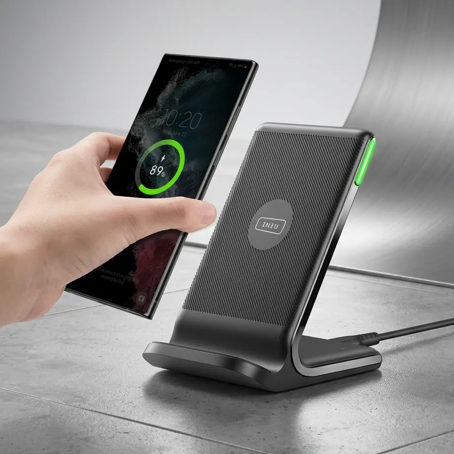INIU 15W Fast Wireless Charging Stand with Adaptive LED and TempGuard