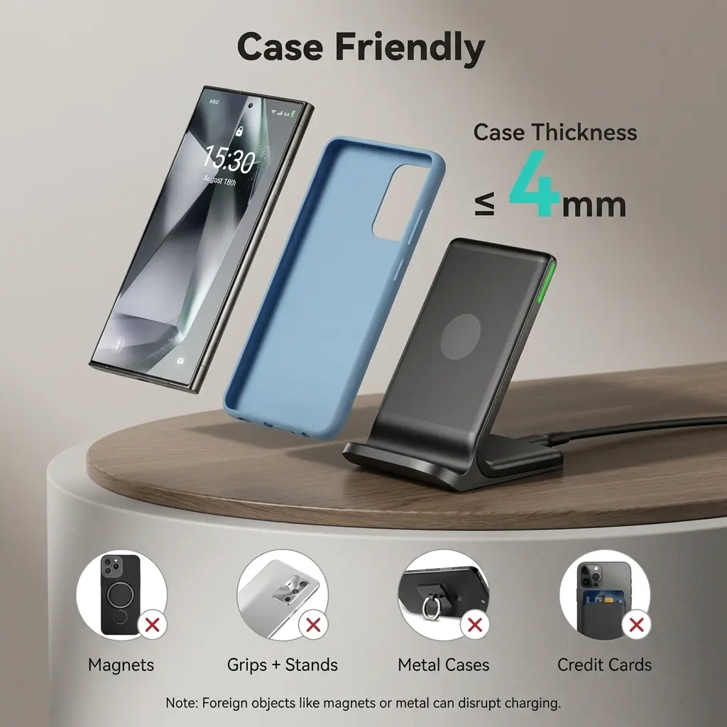 INIU 15W Fast Wireless Charging Stand with Adaptive LED and TempGuard 5