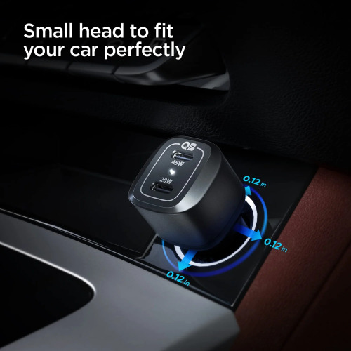 Spigen ArcStation 65W Dual Port USB-C Car Charger (45W + 20W) - PD 3.0 Fast Charging